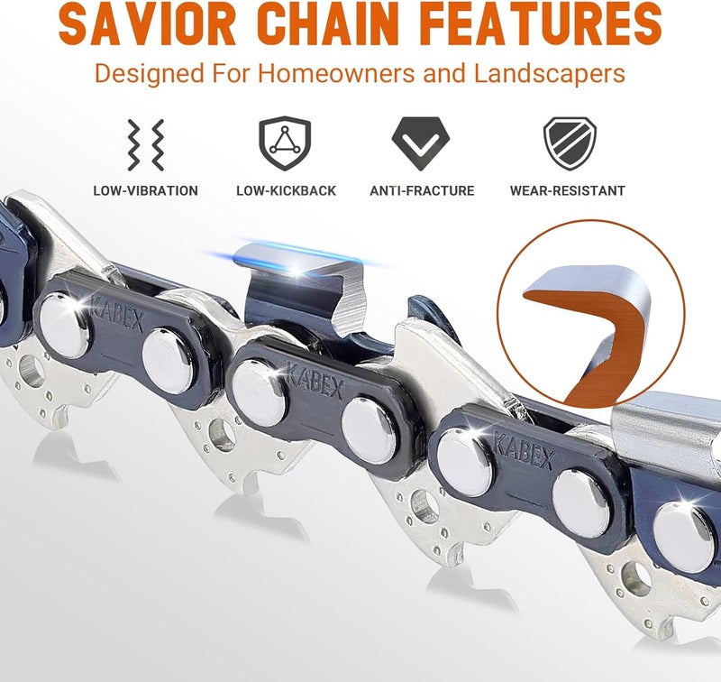Savior 2Pack 20 Inch Chainsaw Chain .325" Pitch .058" Gauge 76 Drive Links for Blue Max 53543 8901 8902 52209 Replacement Saw chain 76DL - Image 3